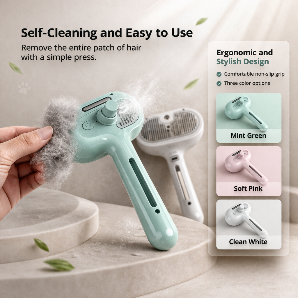 FurEase™ Spray Grooming Brush for Dogs & Cats