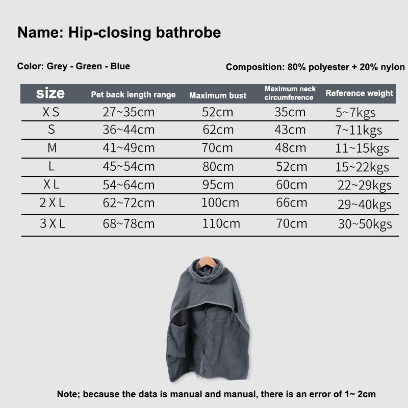 Quick-Dry Dog Bathrobe | Ultra-Absorbent Towel Coat for Small, Medium & Large Dogs