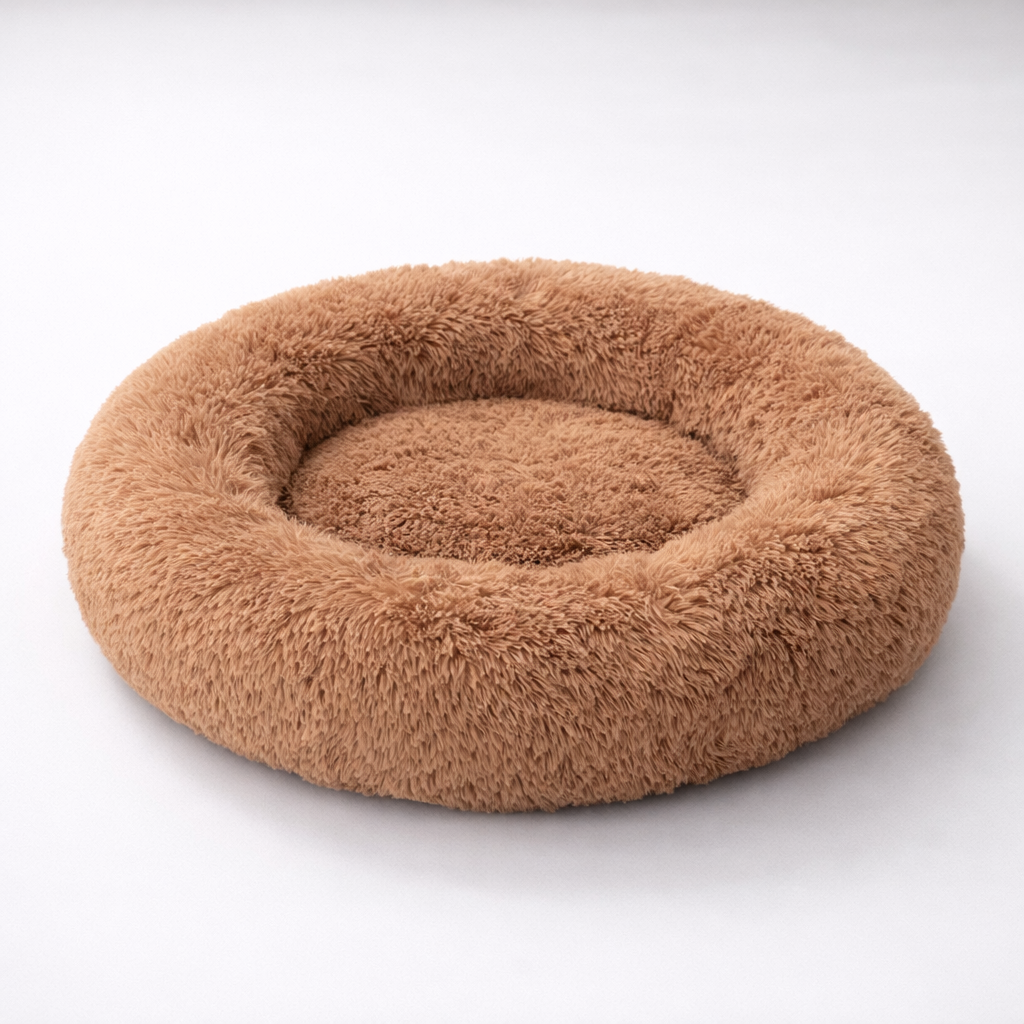 Calming Donut Dog Bed | Anti-Anxiety Plush Pet Bed for Deep Sleep